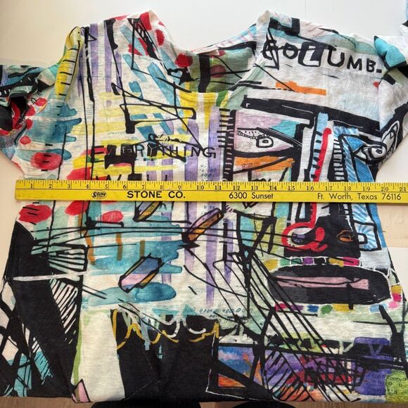 ET Lois Blouse Art To Wear Colorful 3/4 Sleeve Abstract, Size Medium - Picture 6 of 10